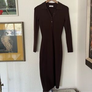 Aritzia Babaton Wolfgang brown dress